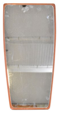 Lot 65 - A retro teak framed wall mirror, 70 x 35cm.