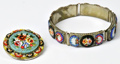 Lot 782 - A five-section mosaic bracelet, each set with...