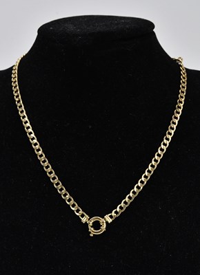 Lot 270 - An Italian yellow metal flat link necklace,...