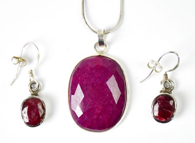 Lot 871 - A 925 silver pendant set with an oval faceted...