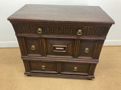 Lot 783 - A 18th century Jacobean style oak chest of...