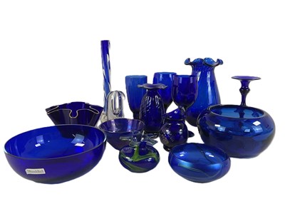 Lot 338 - A quantity of cobalt blue glassware, including...