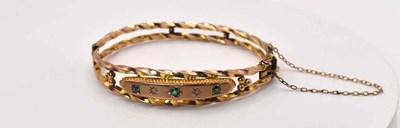 Lot 581 - A 9ct gold late Victorian five stone emerald...