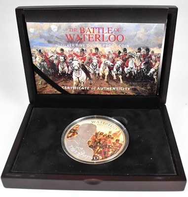 Lot 906 - The Battle of Waterloo silver 5oz proof coin,...