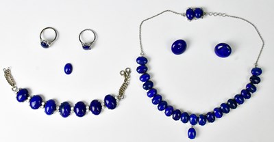 Lot 878 - A group of lapis lazuli jewellery, comprising...