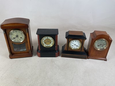 Lot 204 - Four mantel clocks, comprising a marble and...