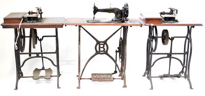 Lot 246 - WHEELER & WILSON; two vintage treadle sewing...