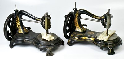 Lot 243 - JONES; two vintage hand sewing machines (2).