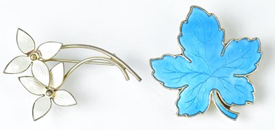 Lot 790 - Two sterling silver enamelled brooches,...