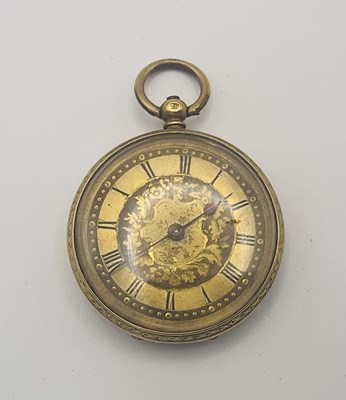 Lot 713 - An 18ct gold fob watch, with brass dust cover,...