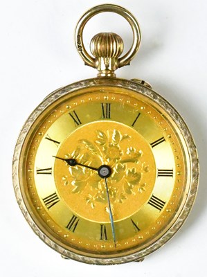 Lot 910 - A French 9ct yellow gold ladies' fob watch,...