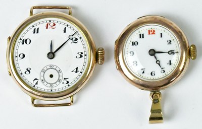 Lot 922 - A 9ct yellow gold watch head, the white...