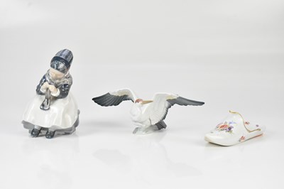 Lot 1479 - MEISSEN; a porcelain model of a slipper with...