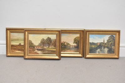 Lot 1519 - F BROWN; a pair of oils on panel, country...