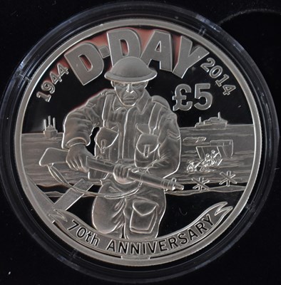 Lot 915 - D-DAY 70TH ANNIVERSARY; a Jersey silver £5...