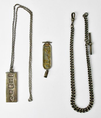 Lot 859 - A large hallmarked silver ingot pendant,...