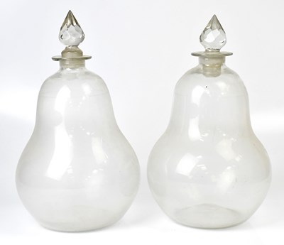 Lot 341 - Two blown glass pear shaped chemist display...