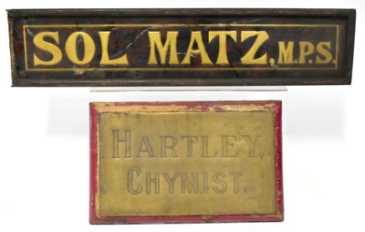 Lot 344 - Two early 20th century chemist shop signs,...
