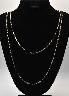 Lot 568 - A 9ct gold double strand necklace, length 28cm...