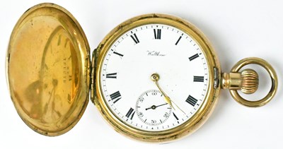 Lot 911 - WALTHAM; a gold-plated crown wind full hunter...