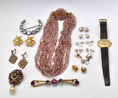 Lot 610 - A moonstone half crescent brooch, together...