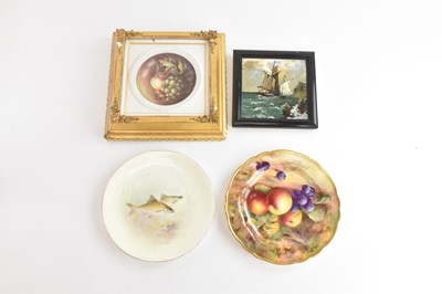 Lot 1470 - ROYAL WORCESTER; a hand painted cabinet plate...