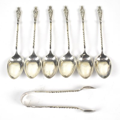 Lot 1183 - COOPER BROS & SONS LTD; a set of six George V hallmarked silver apostle topped teaspoons