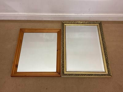 Lot 735 - A gilt framed mirror with bevelled plate,...