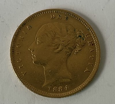 Lot 477 - A Victorian half sovereign, 1884, young head.