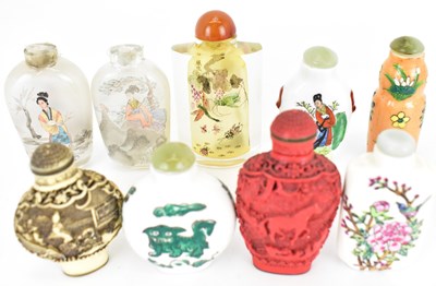 Lot 327 - Nine various 20th century snuff bottles to...