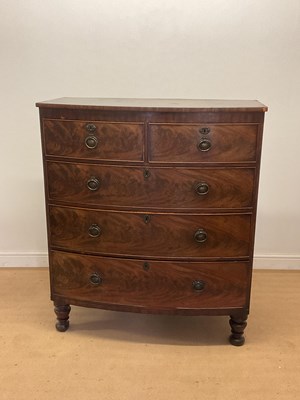 Lot 768 - A 19th century mahogany bowfronted chest of...