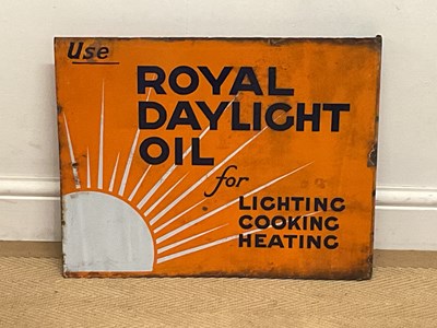 Lot 34 - ROYAL DAYLIGHT OIL; a double sided enamel sign,...