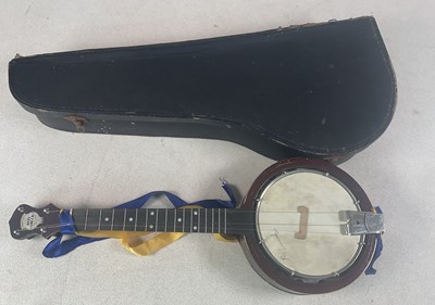 Lot 350 - JOHN GREY & SON; a three string banjo, cased