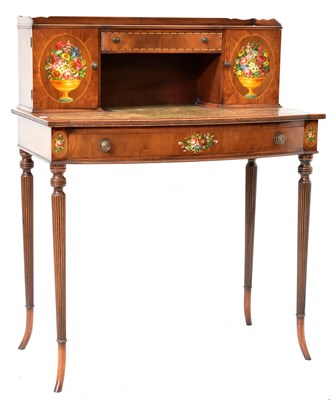 Lot 49 - A Sheraton-style inlaid mahogany bonheur du...
