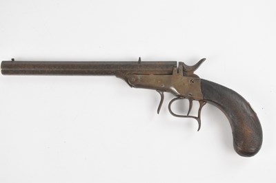 Lot 1135 - A 19th century percussion cap pistol, 33cm.