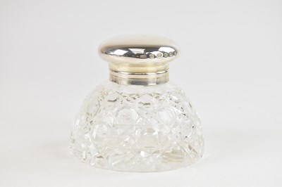Lot 205 - W W; a contemporary cut glass circular inkwell...