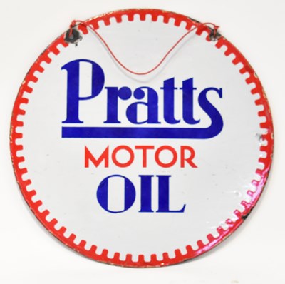 Lot 259 - A vintage Pratts Motor Oil circular enamelled...