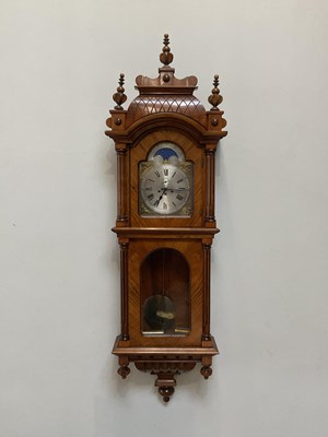 Lot 367 - A good French carved walnut wall clock, with...