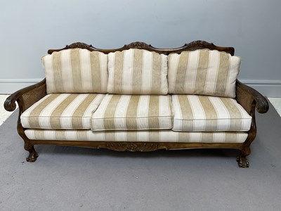 Lot 122 - A good quality carved beech double cane four...