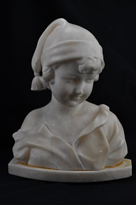 Lot 603 - A 19th century Continental carved alabaster...