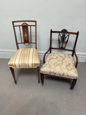 Lot 151 - An Edwardian bedroom chair, plus a similar...