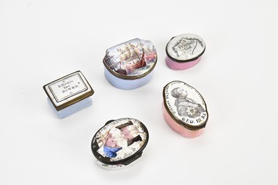 Lot 530 - Five 19th century Bilston type enamel...