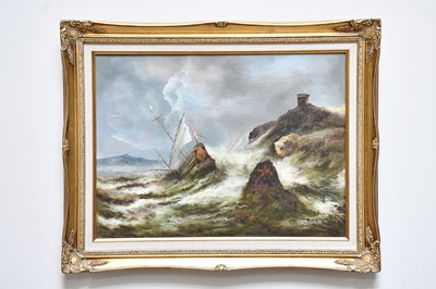 Lot 1061 - HANS NOWAK; oil on canvas, 'Shipping in Storm...