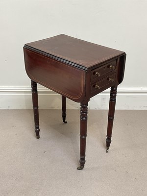 Lot 1320 - A Victorian inlaid mahogany drop-leaf Pembroke...