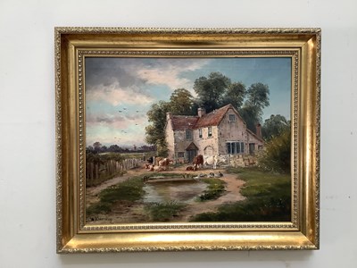 Lot 1062 - W F HERRING; oil on relined canvas, cattle and...
