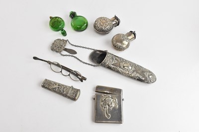 Lot 339 - Two hallmarked silver hinged scent bottle...
