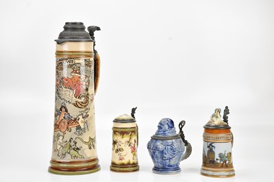 Lot 1346 - METTLACH; a large German stein inscribed...