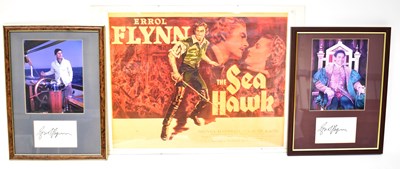 Lot 548 - Two Errol Flynn signatures, each framed with a...