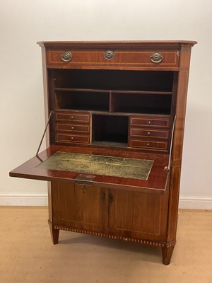 Lot 763 - A mahogany secretaire with inlaid marquetry,...