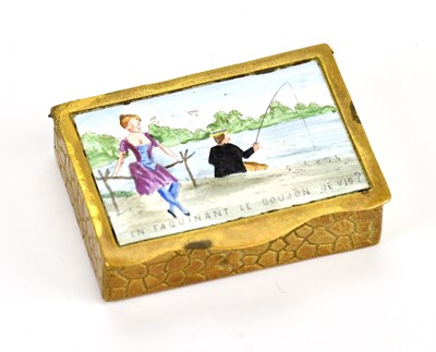 Lot 2096 - A French novelty brass and enamel pill/snuff...